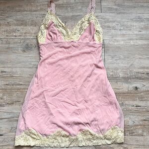 American Vintage Baby Pink Slip M Floral Lace 90s Boho Festival Coquette Frilly